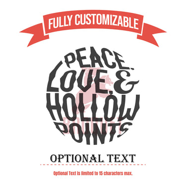 Custom Beer Glass Peace Love & Hollow Points Pint Glass Personalized Glassware